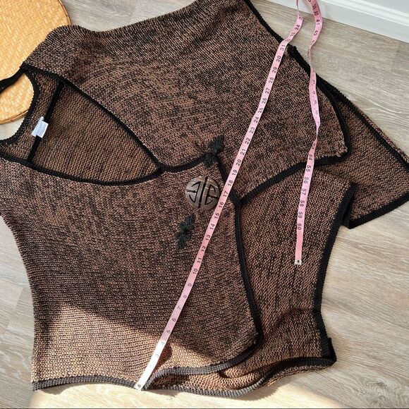 Soft surroundings poncho style cardigan knit art to wear lagenlook brown‎ - Picture 6 of 6